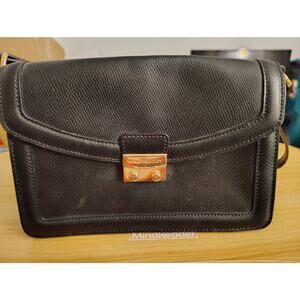 Vera Bradley Brown Leather Crossbody Bag Gold Clasp Textured Purse